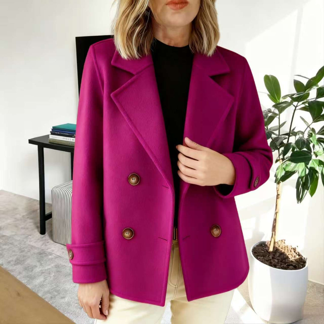 Women's Solid-Color Wool-Blend Coat
