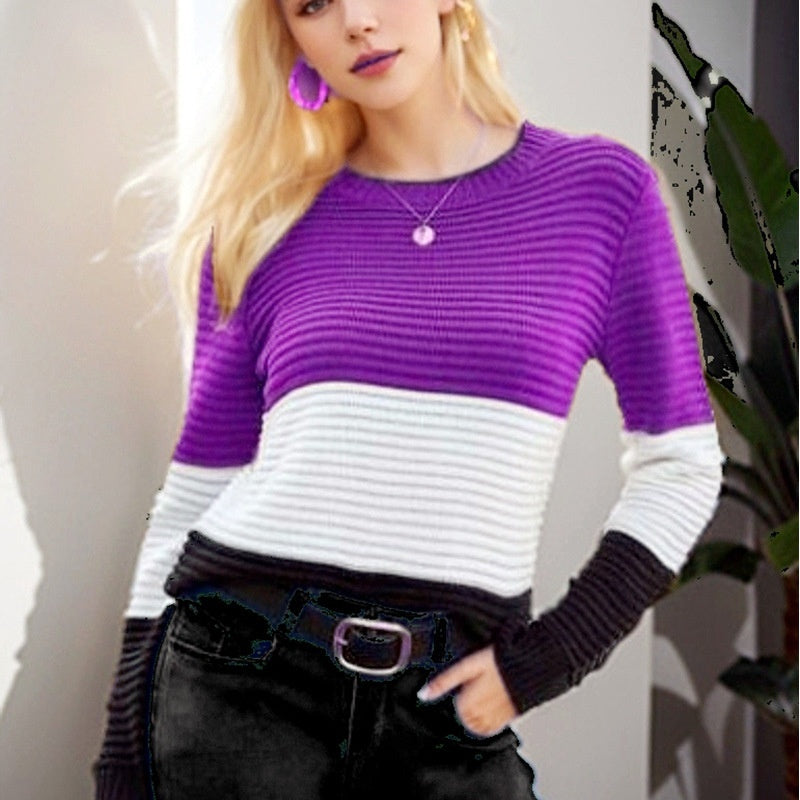 Damen Stricktop Elegance Retro Slim-Fit Figurschmeichelnder Pullover