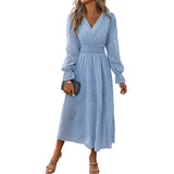 Autumn And Winter Elegant Jacquard Long Sleeve Dress - WOMONA.COM