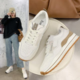 Breathable Low Top Flat Bottom Female Lace-up Casual Shoes - WOMONA.COM