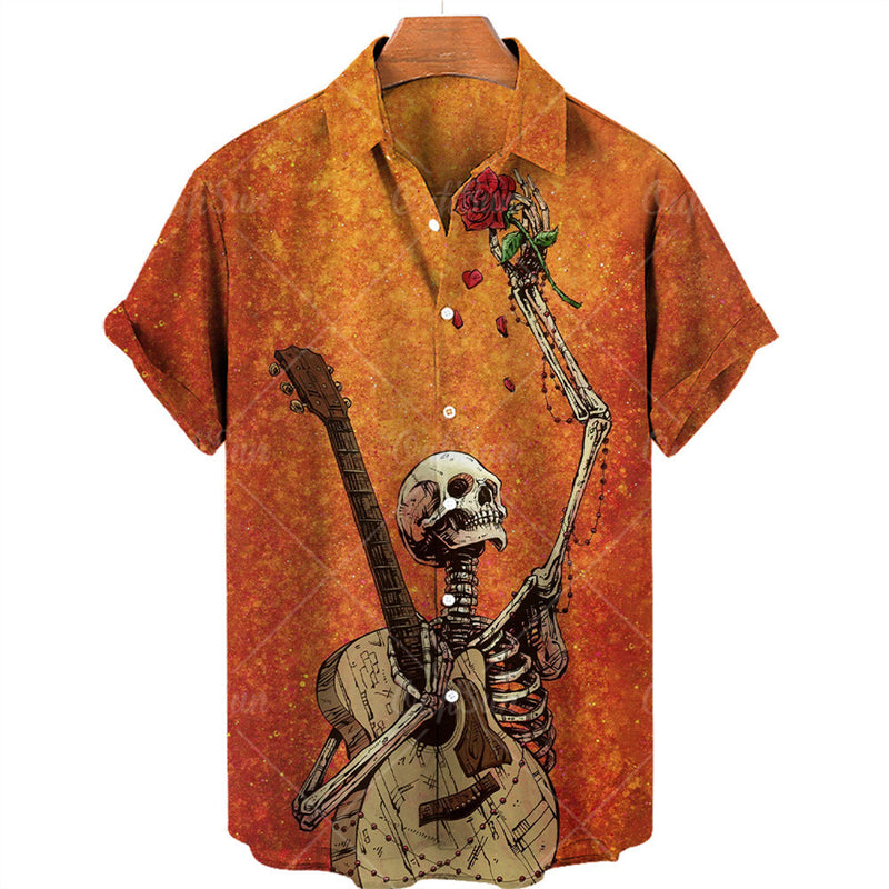 Fashion Skull Print Shirt Men