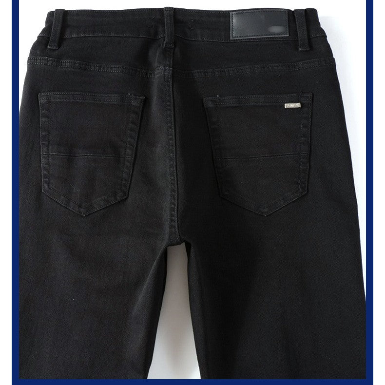 Black Patch Pleated Jeans For Men - WOMONA.COM