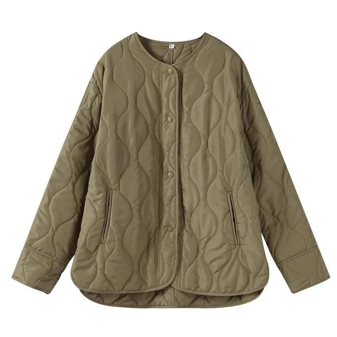 Loose Round Neck Quilted Jacket