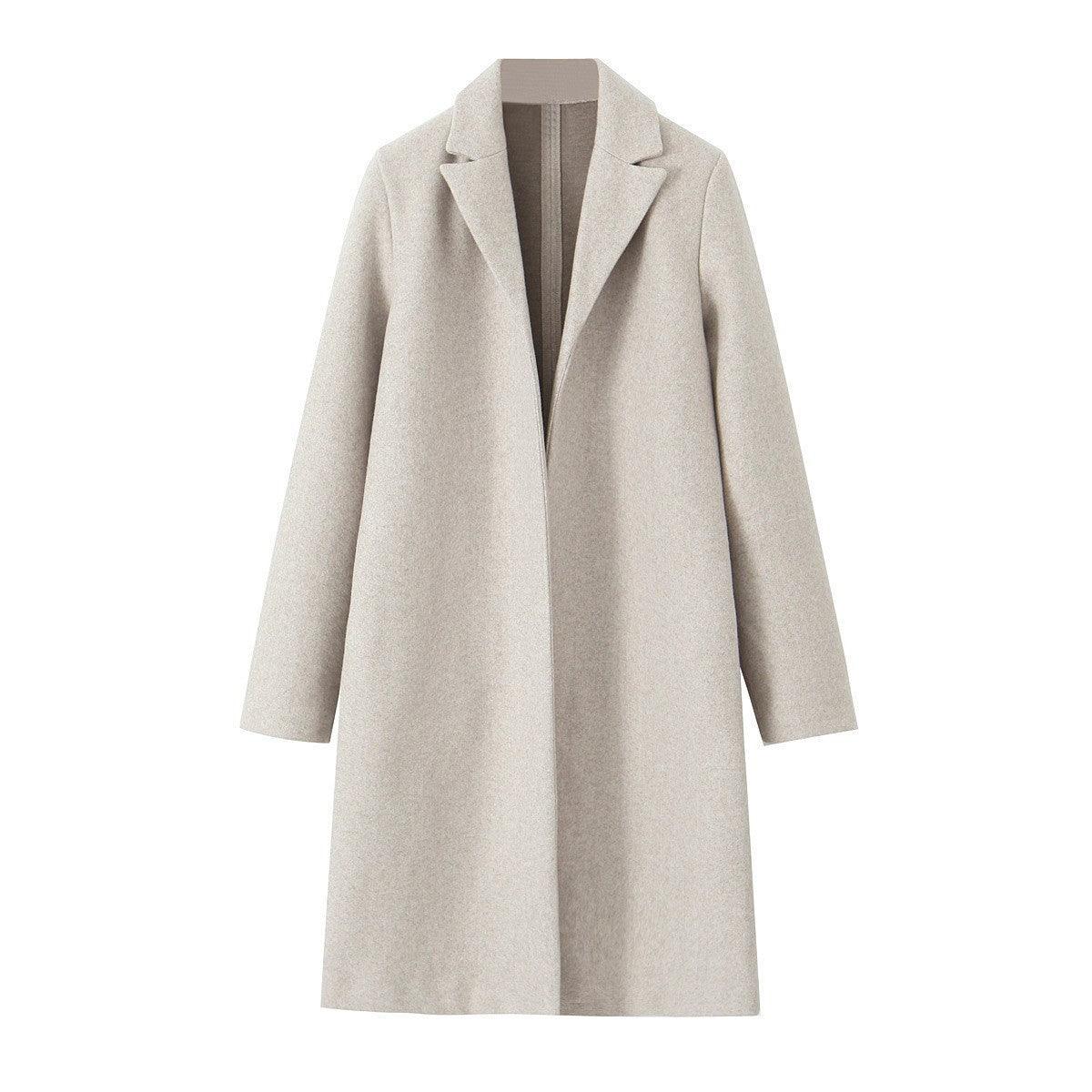 Women's Fashion Buckle-free Mid-length Loose Overcoat Coat - WOMONA.COM