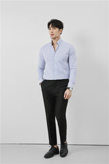 Striped Men's V-neck Long Sleeve Shirt - WOMONA.COM