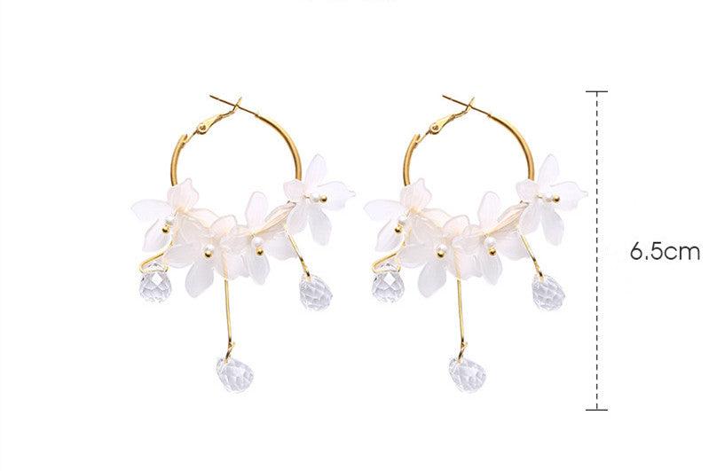 Women's Crystal Flower Long Drop Earrings