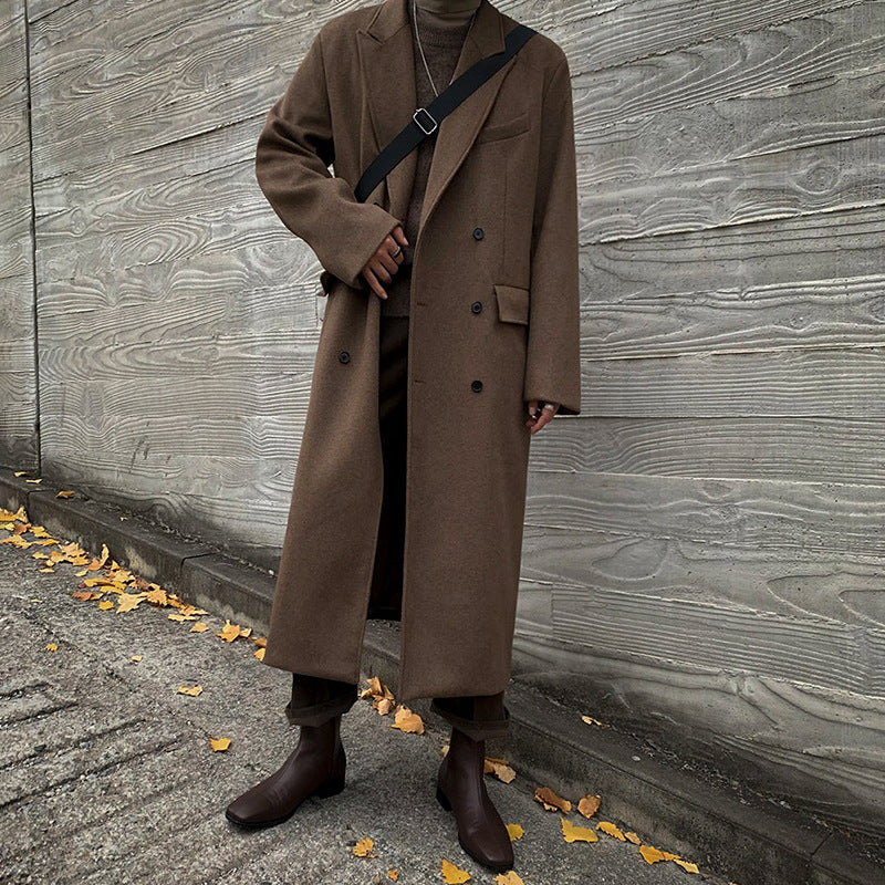 Men's Long Thick And Loose Woolen Coat - WOMONA.COM