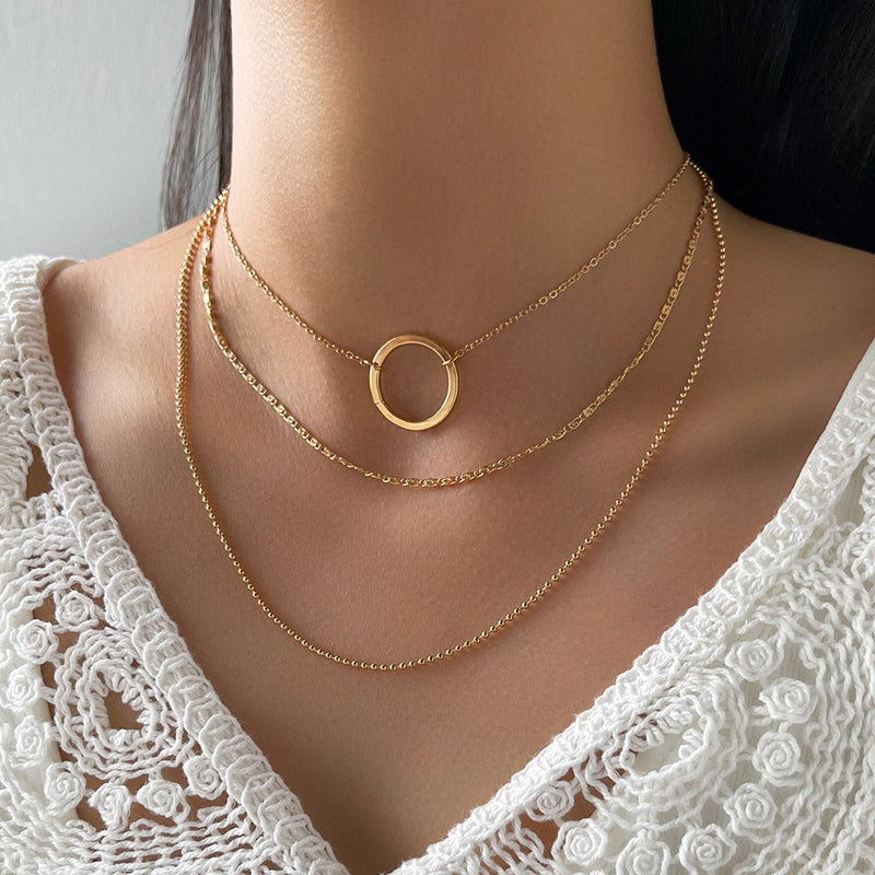 Circle Clavicle Chain Necklace Women - WOMONA.COM