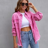 Fashion Ripped Shirt Jacket Female - WOMONA.COM