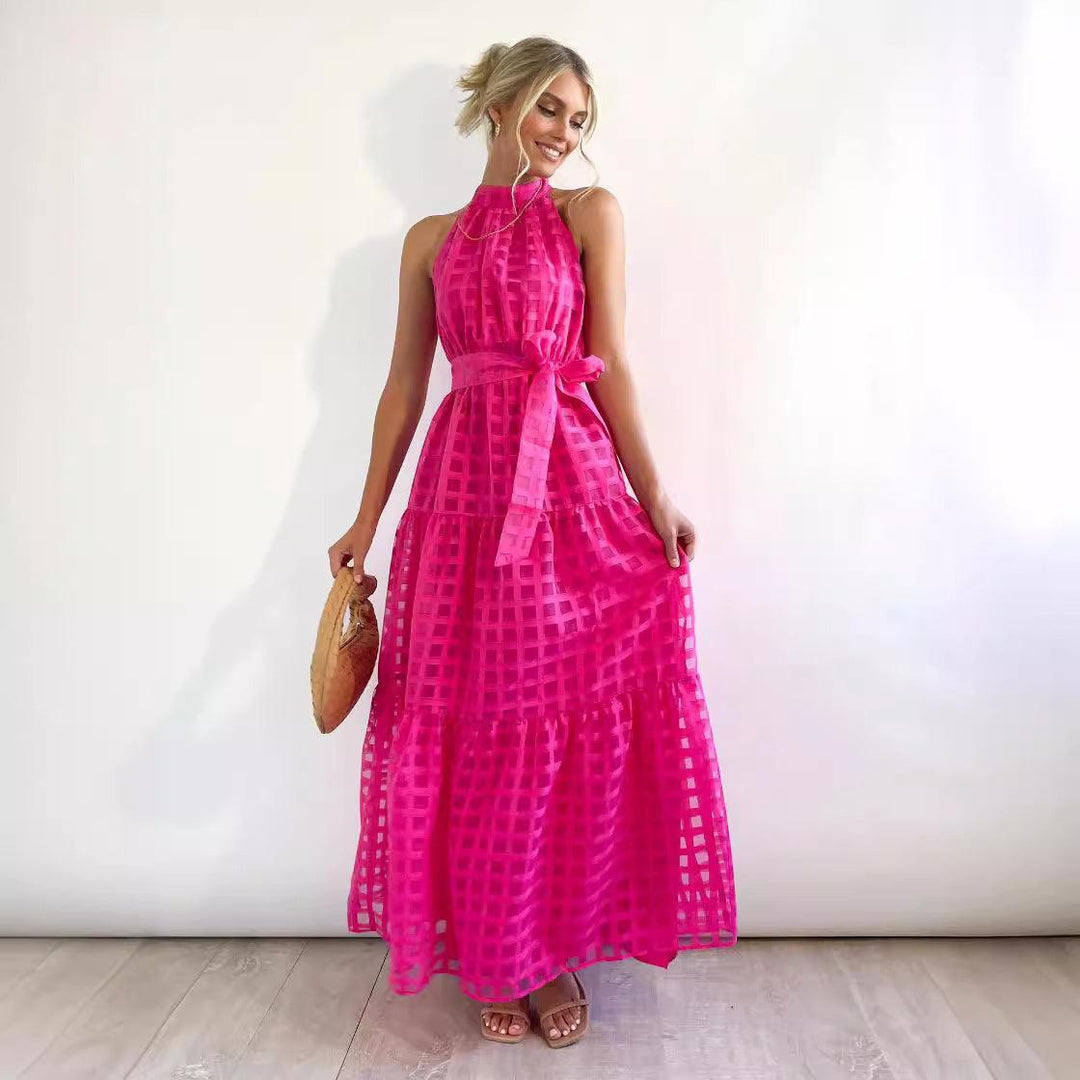 Casual High-grade Sleeveless Waist-controlled Large Hem Dress - WOMONA.COM