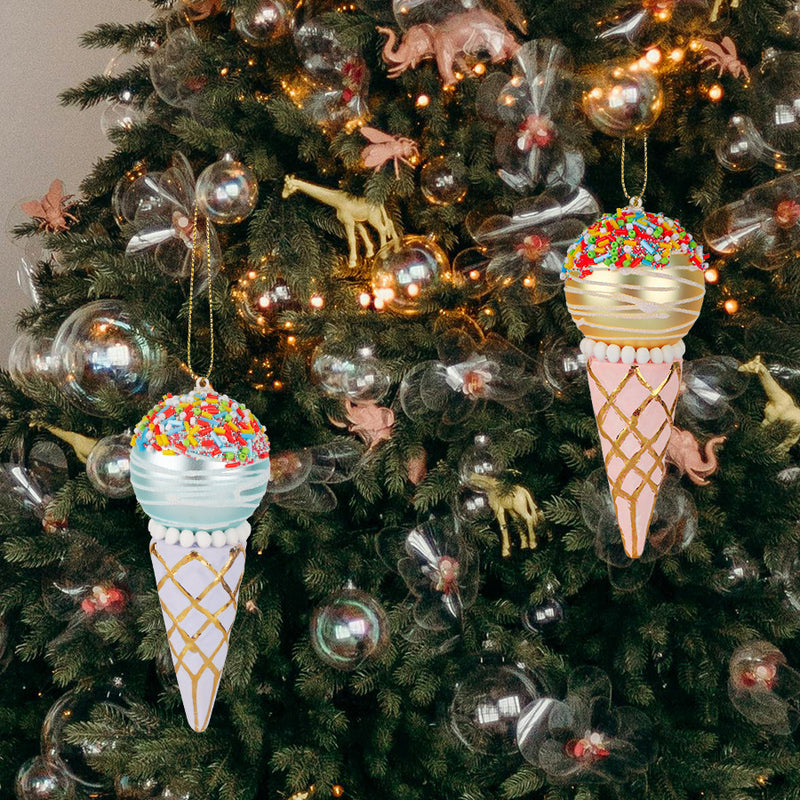 Colgante de cristal decorativo con forma de árbol de Navidad con helado simulado