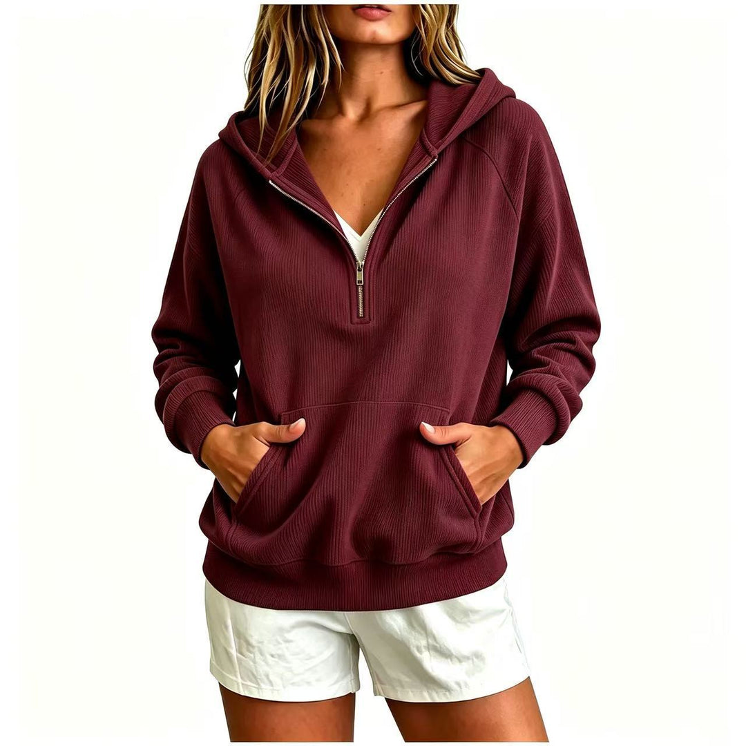 Corduroy Hooded Zip Pullover Sweatshirt
