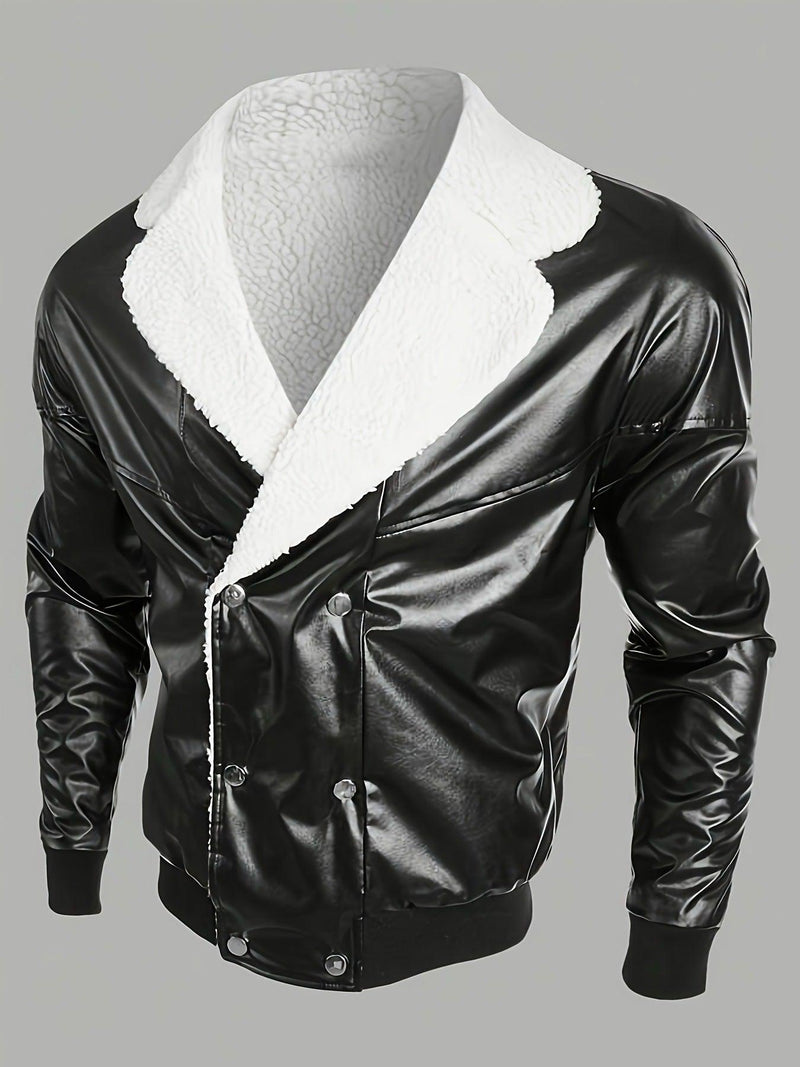 Men's Leather Coat Fleece-lined Thickened Casual