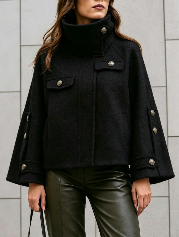 Women's Loose-Fit Stand-Collar Wool-Blend Coat – alternate product view 3