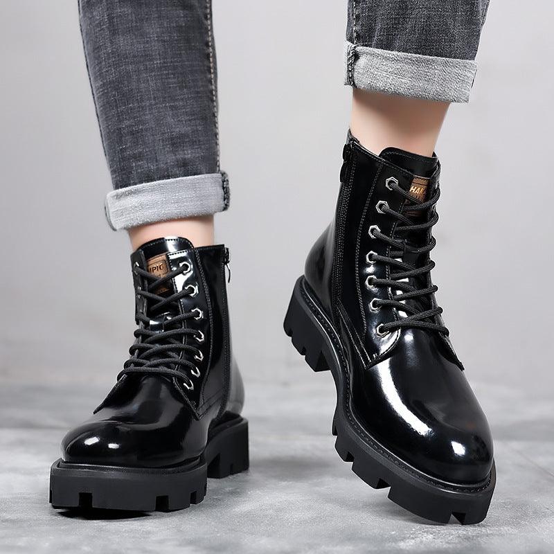 Men's High-top Soft Leather Mid-top Workwear Boots - WOMONA.COM