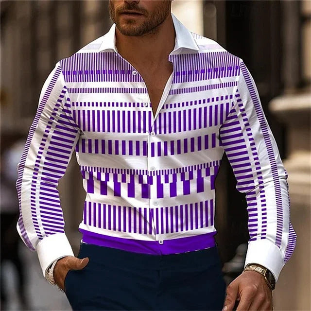 Men's Casual 3D Irregular Pattern Printed Shirt - WOMONA.COM