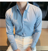 Large V-neck Men's Long-sleeved Business Shirt