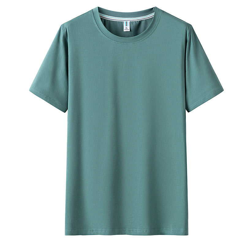 Men Short Sleeved Round Neck Solid Color Clothes - WOMONA.COM