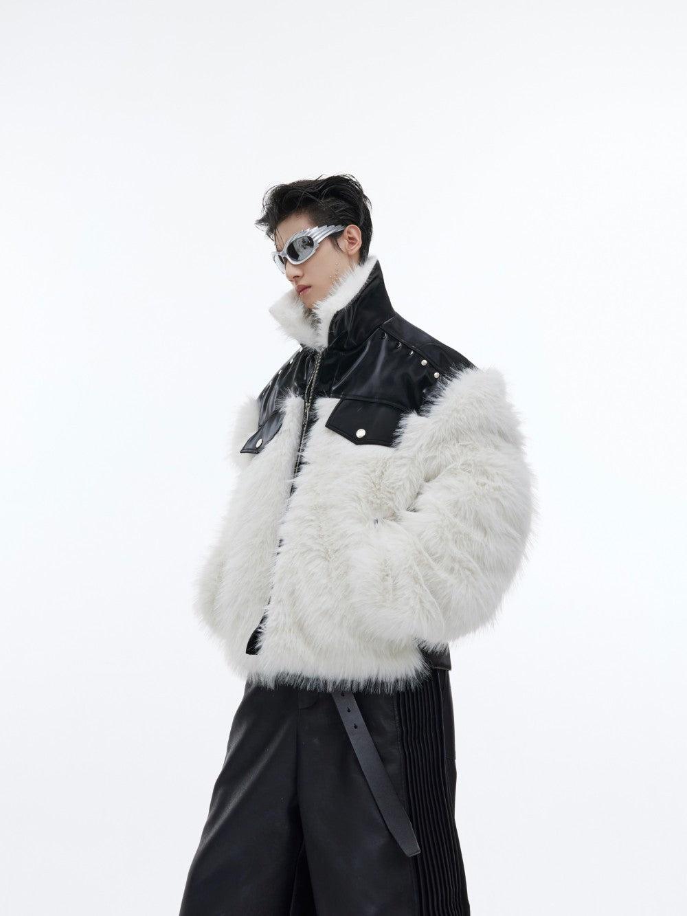 Spliced Anti Mink Fur Fur Coat - WOMONA.COM