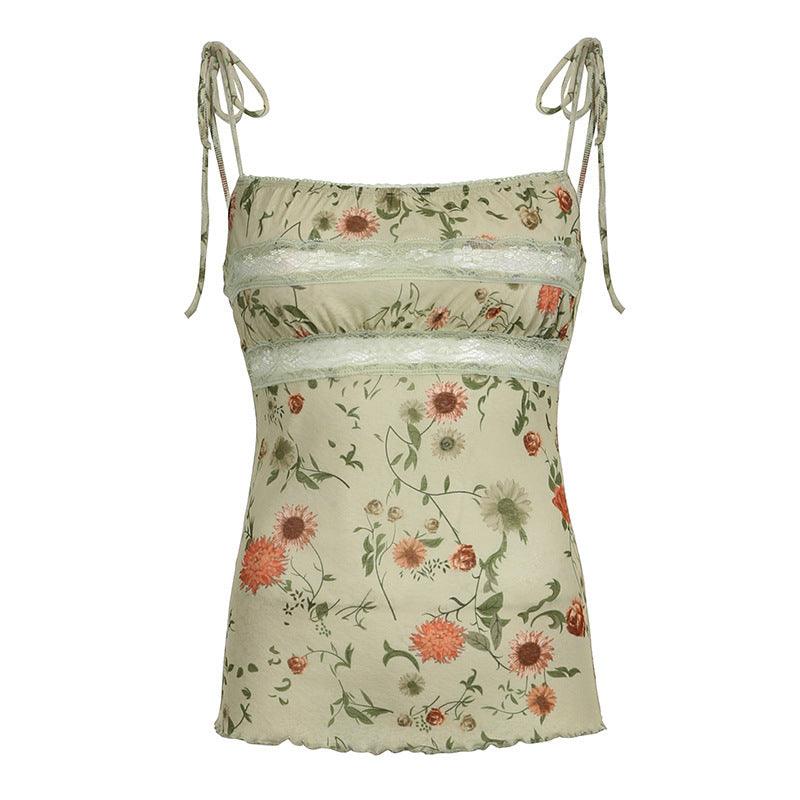 Crimp Skirt Hemline Type Lace-up Vest - WOMONA.COM