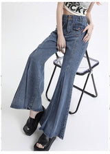 Double Buckle Stitching Wide Leg Skinny Jeans For Women - WOMONA.COM