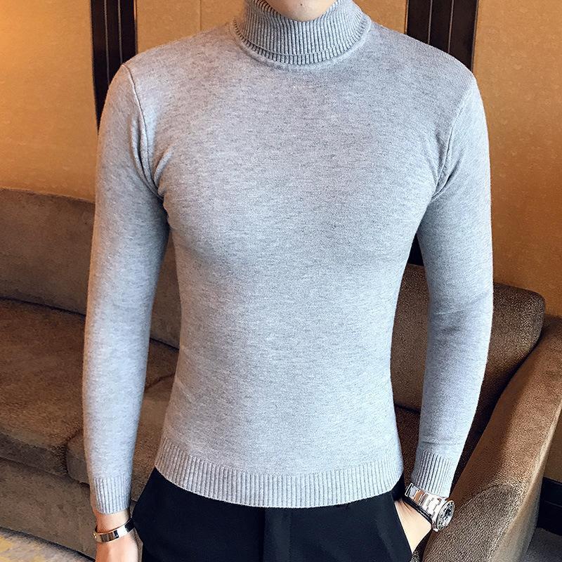 Slimming Solid Color Light Board Turtleneck Long Sleeve Sweater