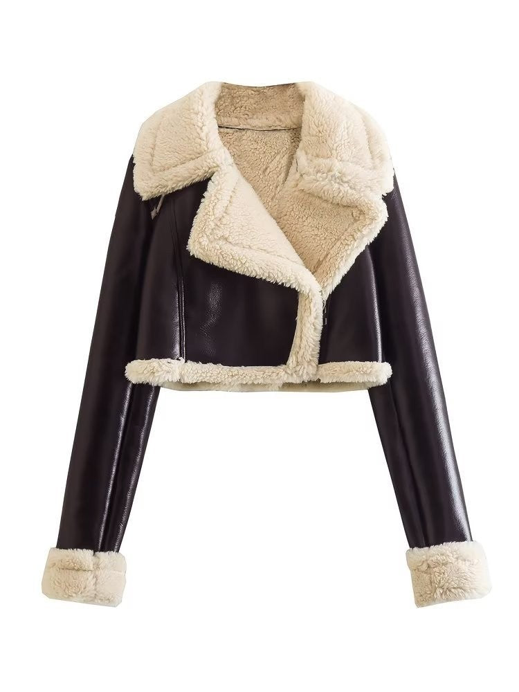 Fur Integrated Short Street Hot Girl Motorcycle Clothing Coat