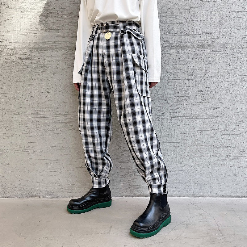 Large Pockets Plaid Casual Pants Men - WOMONA.COM