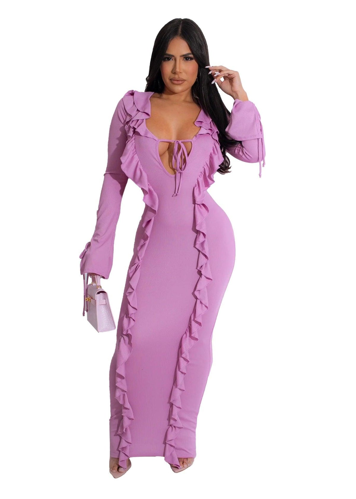 Pure Color Tied Stringy Selvedge Dress - WOMONA.COM