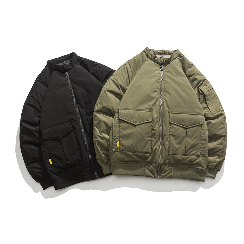 Men's Fashion Stand Collar Workwear Flight Down Jacket - WOMONA.COM