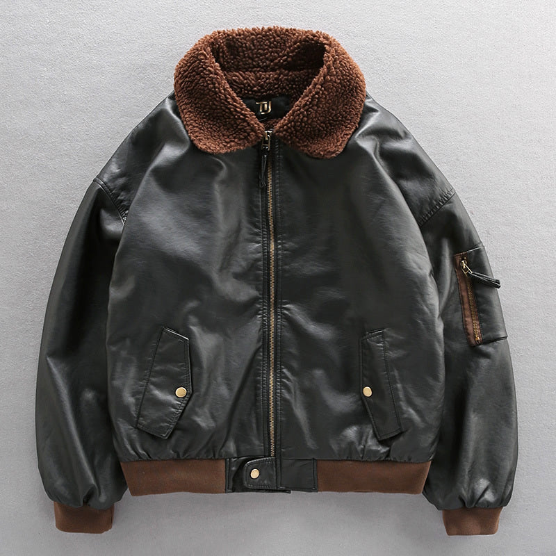 Leather Coat Men's Leather Jacket Coat - WOMONA.COM