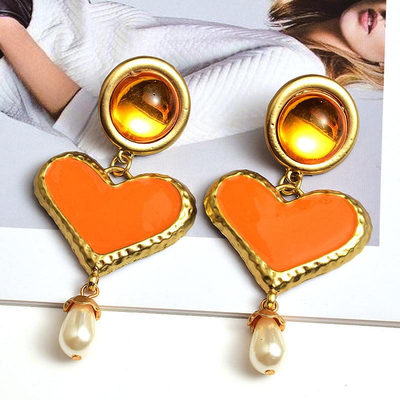 Heart Faux Pearl Earrings