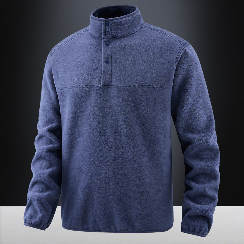 Men's thickened fleece stand-collar pullover in dark gray, black, khaki and dark blue – photo 1 of 9