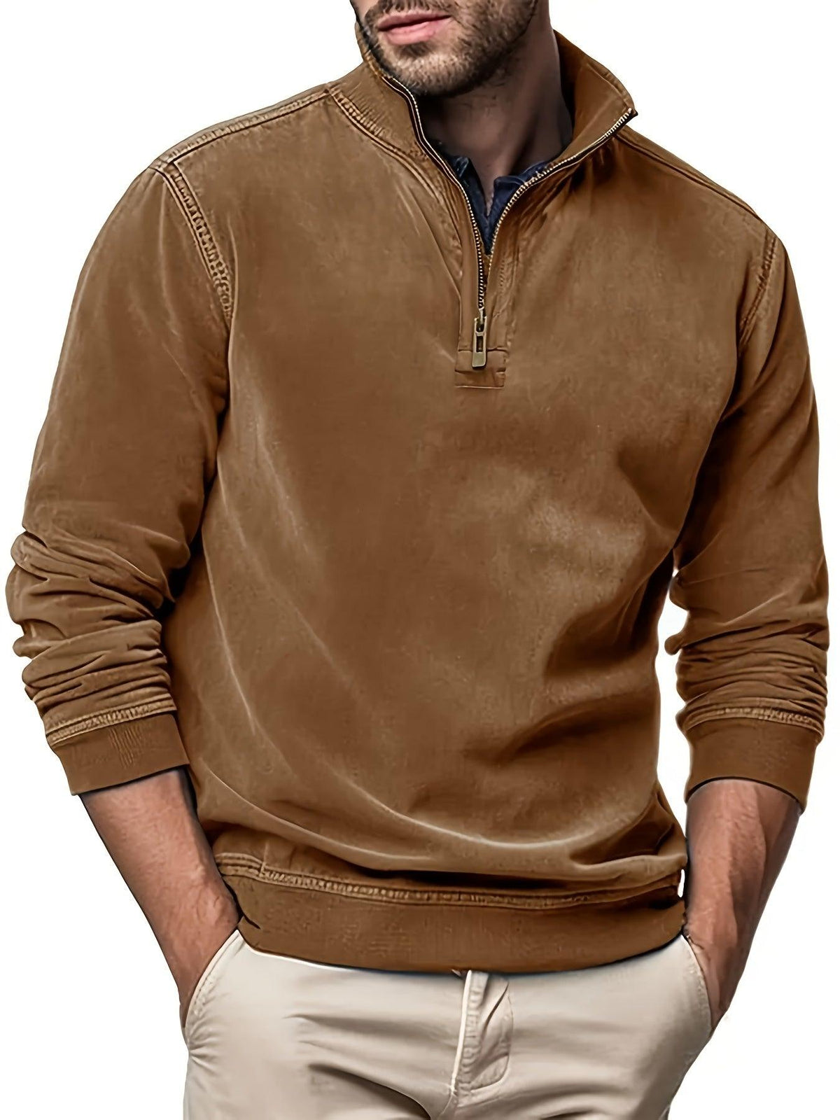 Men Faux Leather Sweatshirts - WOMONA.COM