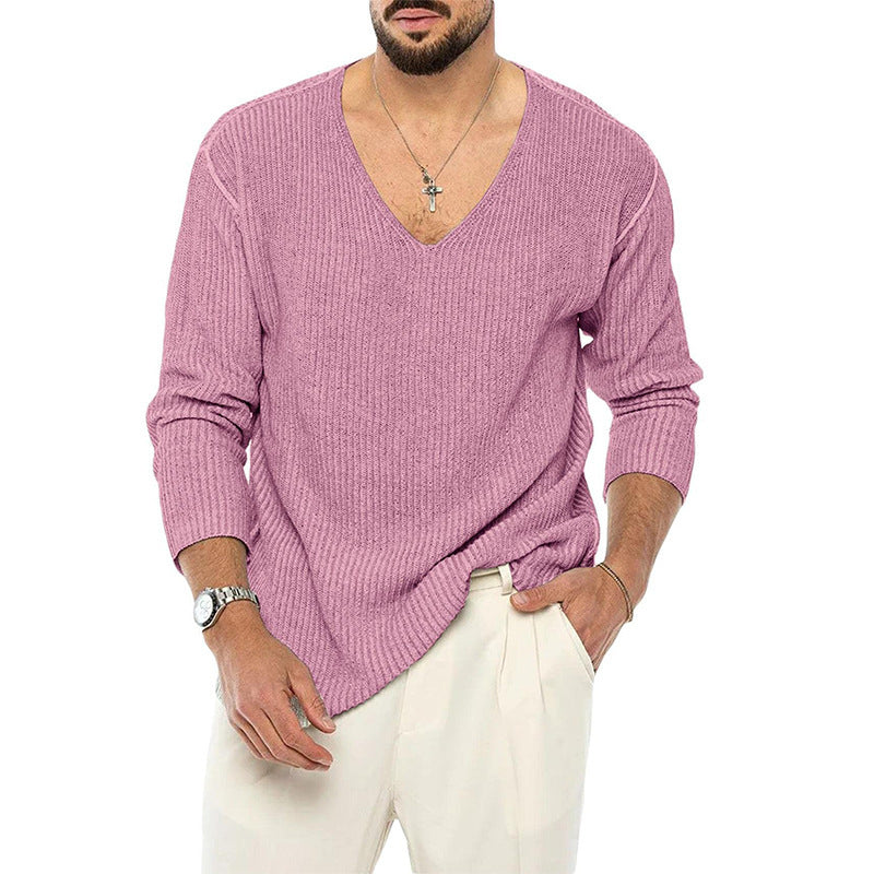 European And American V-neck Sweater Men's