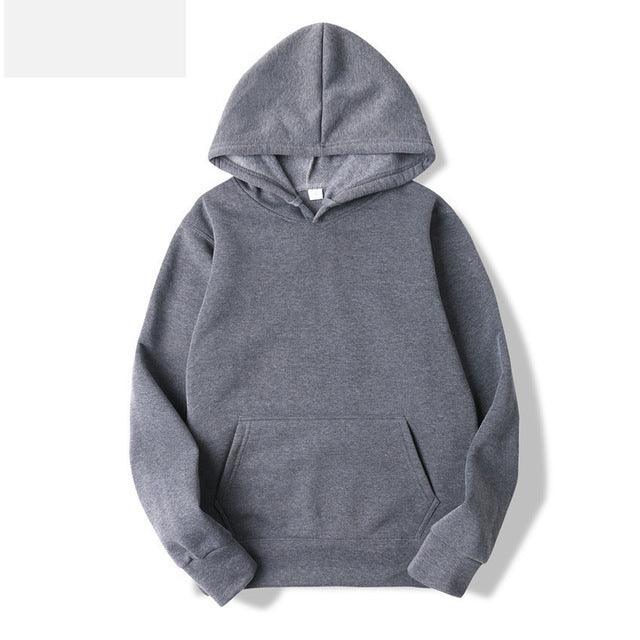 Men's Long Sleeve Pullover Hoodie in Dark Grey - WOMONA