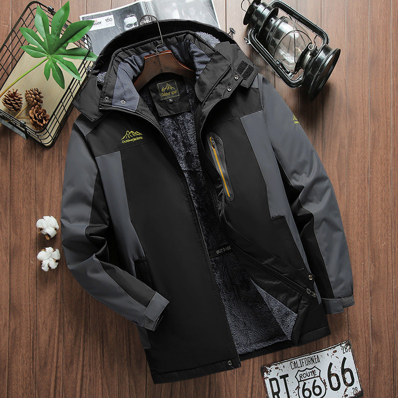 Men's Windproof Coral Fleece-Lined Mountaineering Jacket
