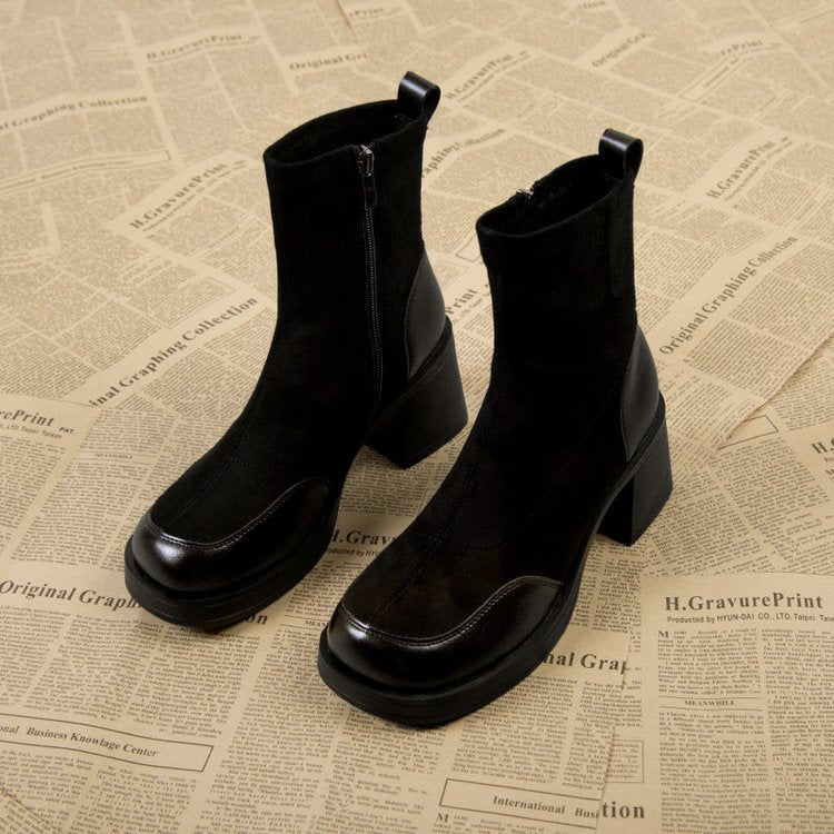 Thick Bottom Chunky Heel Martin Boots Women - WOMONA.COM