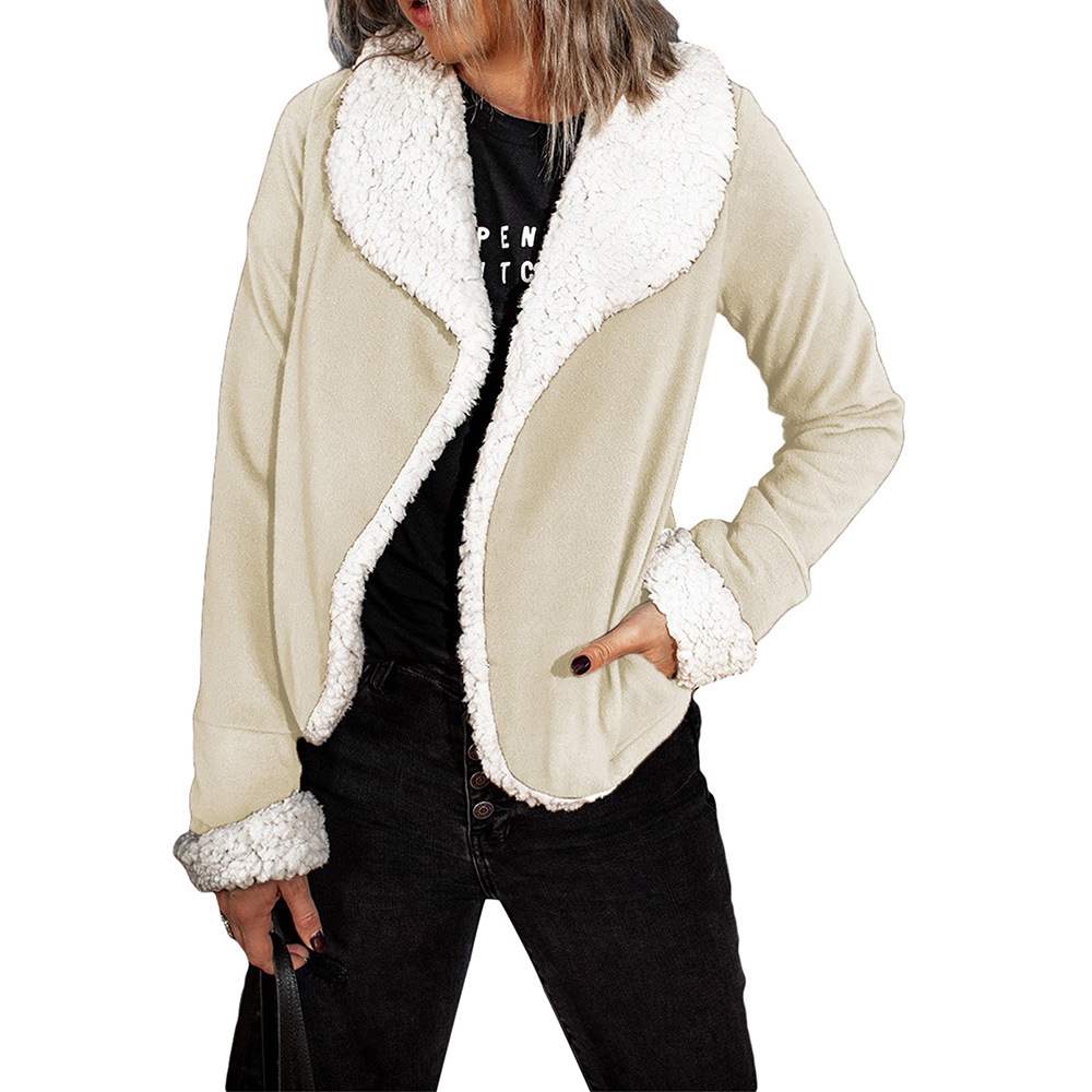 Women's Plush-Trim Faux Suede Jacket, Apricot - product view 6