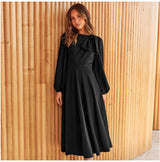 Autumn And Winter Solid Color Dress Women - WOMONA.COM