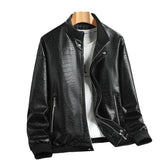 Stand Collar Zipper Men's Leather Jacket