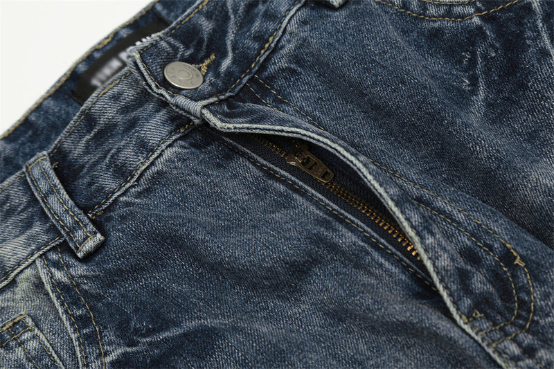 Fashion Retro Washed Worn Jeans Men - WOMONA.COM