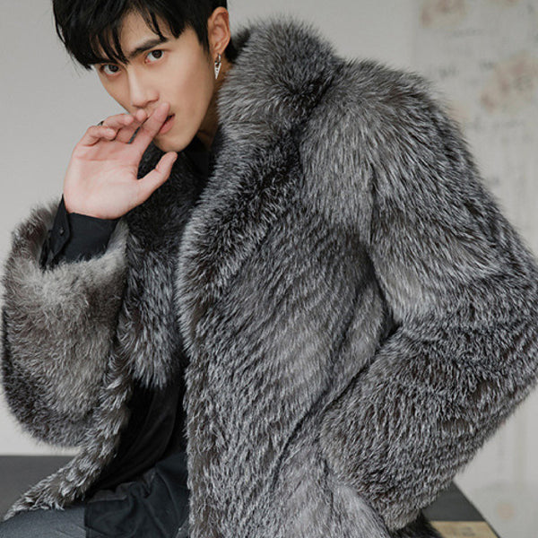 Men's Long Warm Mink Fur Coat - WOMONA.COM