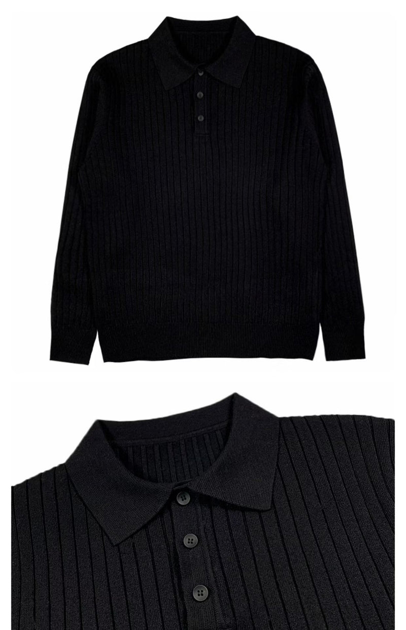 Autumn Polo Lapel Sweater Men's - WOMONA.COM