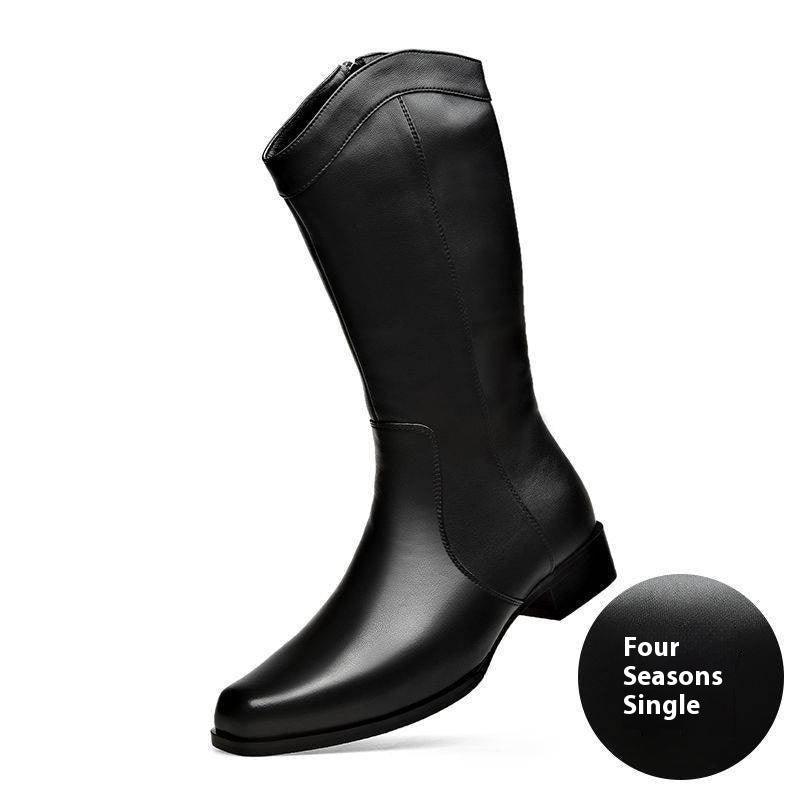 Men's Pointed Toe Business High-top Leather Boots - WOMONA.COM