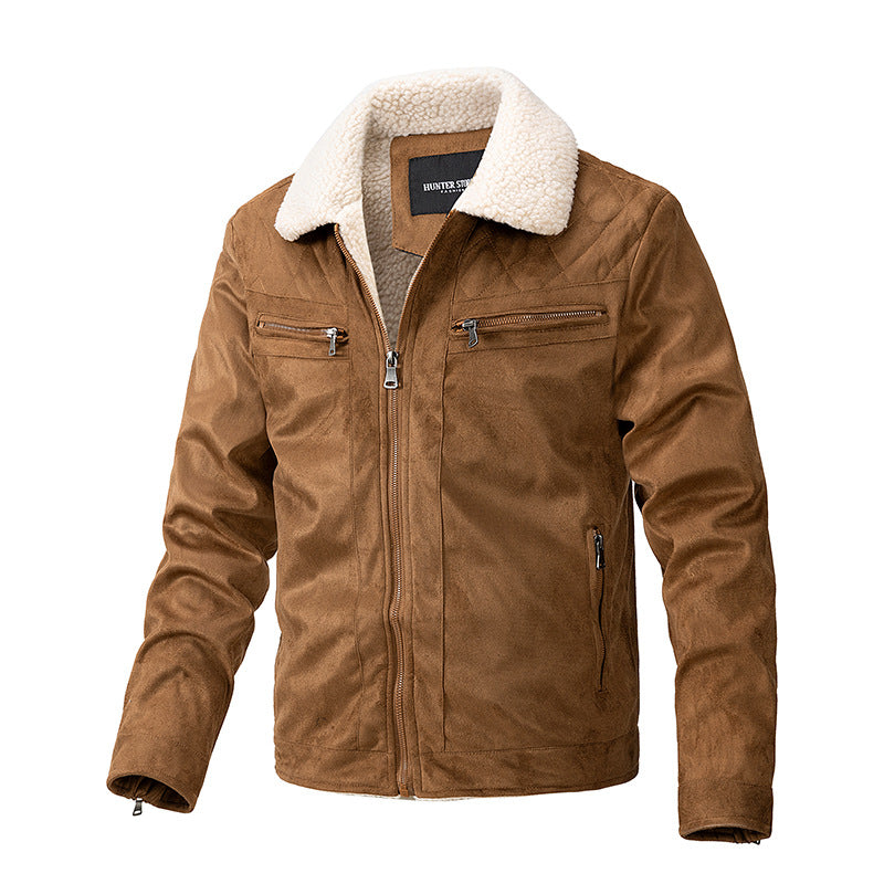 Men's faux suede berber fleece zip jacket