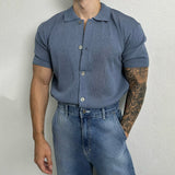 Casual Loose Knitted Short-sleeved Shirt - WOMONA.COM