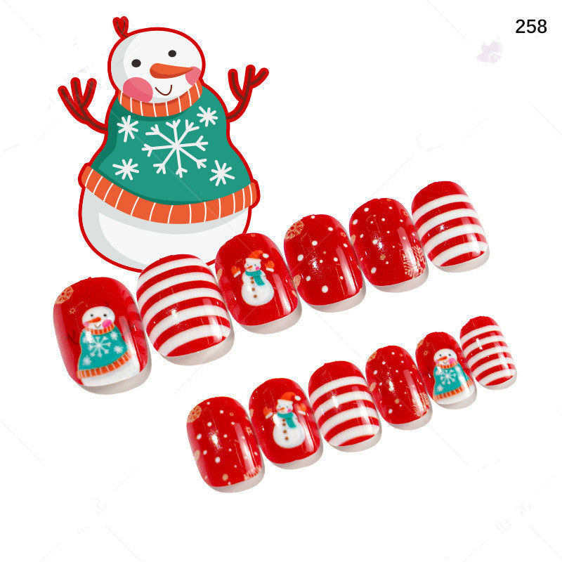 Christmas Cute Children Nails 24 Pieces Wearable - WOMONA.COM