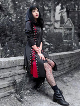 Gothic Style New Hooded Color Matching Mid-length Dress - WOMONA.COM