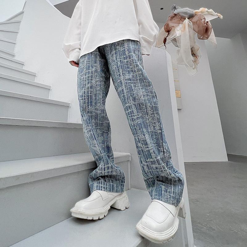 Men's Jacquard Textured Loose Jeans
